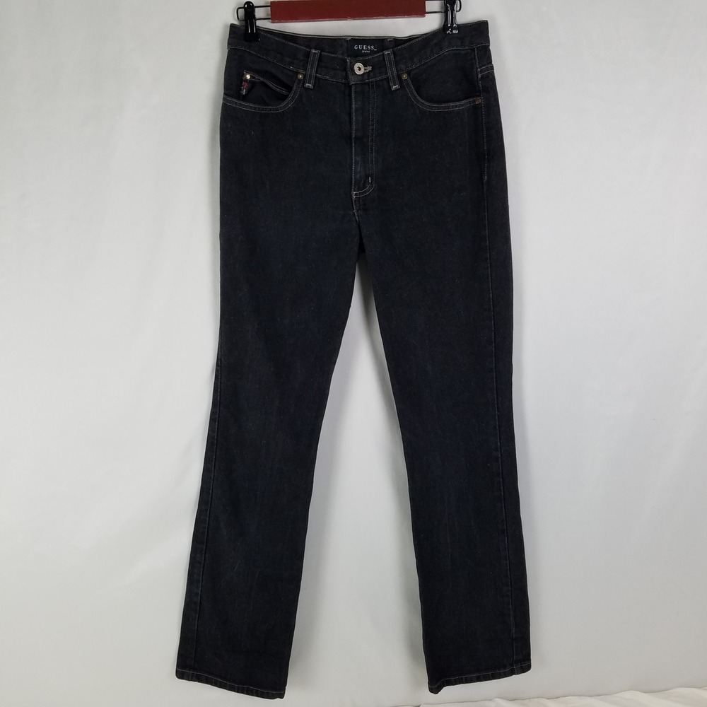 Vintage Mens Guess Jeans Black Denim‎ Y2K Straight Leg Style 39060LG W31xL32.5